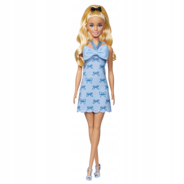 Barbie Fashionistas - Bábika v modrých šatách s mašľami